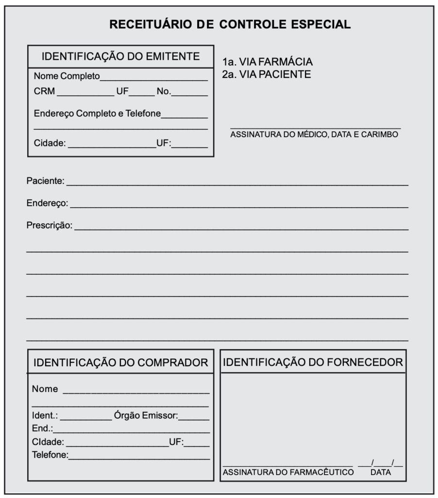 Modelo de receita médica de controle especial