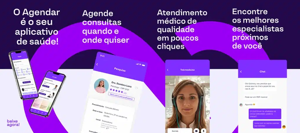 Telas com interface do app Amplimed